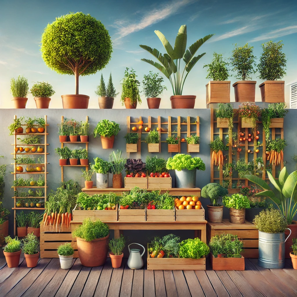 Pictorial description of  Kitchen gardening on roofs