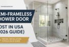 Modern semi-frameless shower door in luxury USA bathroom remodel with tempered glass enclosure for 2026 cost guide