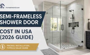 Modern semi-frameless shower door in luxury USA bathroom remodel with tempered glass enclosure for 2026 cost guide