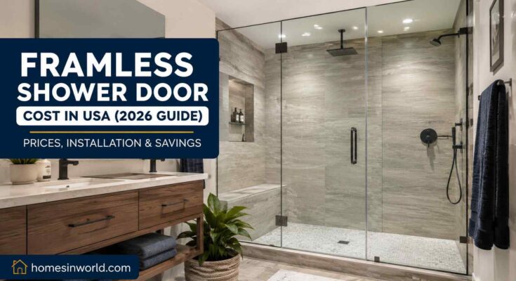 Modern frameless shower door installation in luxury USA bathroom remodel for 2026