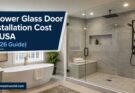 Modern shower glass door installation in luxury USA bathroom remodel for 2026 cost guide