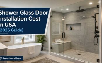Modern shower glass door installation in luxury USA bathroom remodel for 2026 cost guide