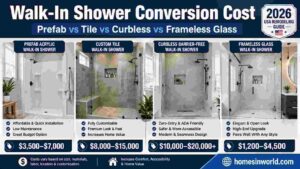 Walk-In Shower Conversion Cost by Shower Type in USA (2026 Guide) | homesinworld.com