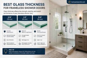 Best shower glass thickness comparison for frameless shower doors in a modern USA bathroom remodel