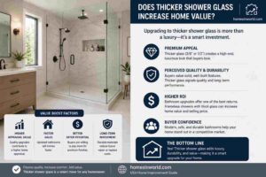 Luxury frameless shower glass increasing bathroom remodeling value in a modern USA home interior