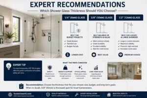 Expert recommendations for choosing frameless shower glass thickness in a modern USA bathroom remodel