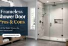 Modern frameless shower door installation in luxury USA bathroom remodel with heavy glass enclosure and contemporary interior design