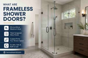Modern frameless shower doors with tempered glass panels in a luxury USA bathroom remodel